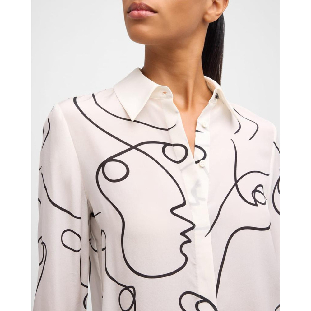 NWT Alice and Olivia a+O Koketit Brady Silk Button Down Blouse White $395 Size S - Picture 9 of 13